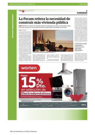 BOLETÍN INFORMATIVO NÚMERO XXI MAYO 2018
BOLETÍN INFORMATIVO DE NUEVA CANARIAS
CORPORACIONESLOCALES
 