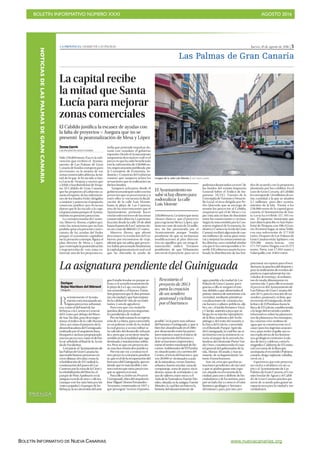 BOLETÍN INFORMATIVO NÚMERO XXXI	

 AGOSTO 2016
	

BOLETÍN INFORMATIVO DE NUEVA CANARIAS www.nuevacanarias.org
NOTICIASDELASPALMASDEGRANCANARIA
PRENSA
 