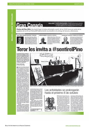 BOLETÍN INFORMATIVO NÚMERO XXXI	

 AGOSTO 2016
	

BOLETÍN INFORMATIVO DE NUEVA CANARIAS www.nuevacanarias.org
NOTICIASDELNORTEYCENTRO
 