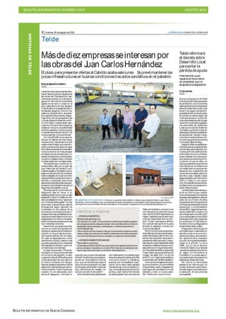 BOLETÍN INFORMATIVO NÚMERO XXXI	

 AGOSTO 2016
	

BOLETÍN INFORMATIVO DE NUEVA CANARIAS www.nuevacanarias.org
NOTICIASDETELDE
 