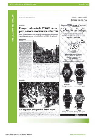 BOLETÍN INFORMATIVO NÚMERO XXXI	

 AGOSTO 2016
	

BOLETÍN INFORMATIVO DE NUEVA CANARIAS www.nuevacanarias.org
NOTICIASDELSURESTEYSUR
 