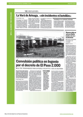 BOLETÍN INFORMATIVO NÚMERO XXXI	

 AGOSTO 2016
	

BOLETÍN INFORMATIVO DE NUEVA CANARIAS www.nuevacanarias.org
NOTICIASDELSURESTEYSUR
 