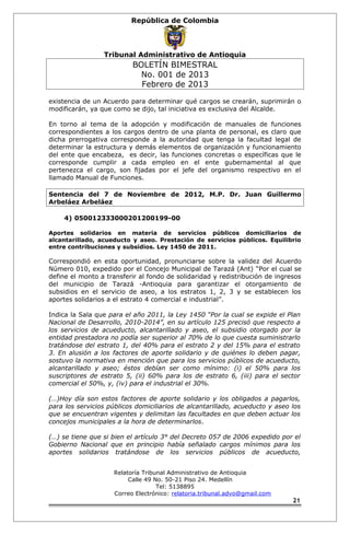 República de Colombia 
Tribunal Administrativo de Antioquia 
BOLETÍN BIMESTRAL 
No. 001 de 2013 
Febrero de 2013 
existenc...