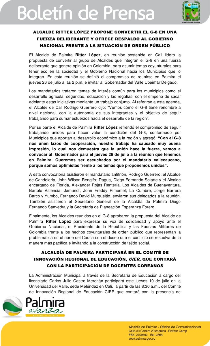 Boletín de la Alcaldia de Palmira 140 por La Hora de Palmira (jueves