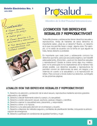 Boletín Electrónico "Conoce tus derechos Sexuales y Reproductivos"