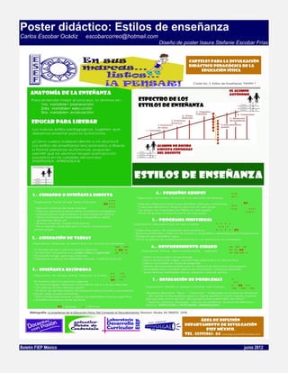 Poster didáctico: Estilos de enseñanza
Carlos Escobar Ocádiz   escobarcorreo@hotmail.com
                                                    Diseño de poster Isaura Stefanie Escobar Frías




Boletín FIEP México                                                                    junio 2012
 