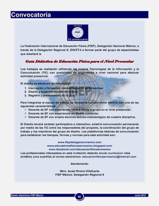 Convocatoria




Boletín electrónico FIEP México        Junio 2012
                                  36
 