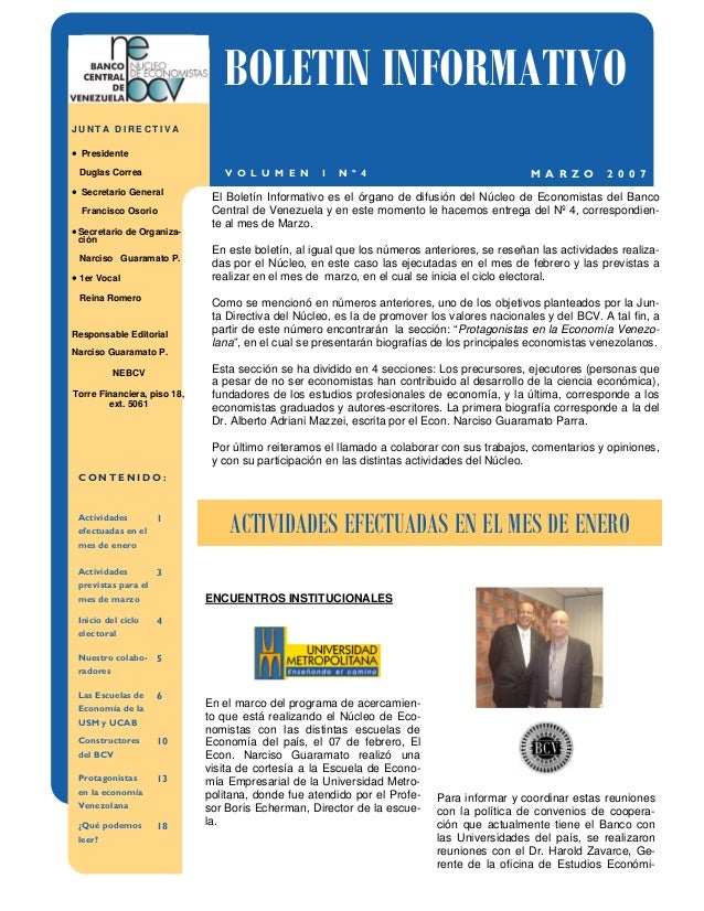 Ejemplo De Un Boletin Informativo Corto Ejemplo Sencillo