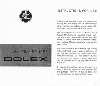 Bolex 8mm film splicer user manual_english