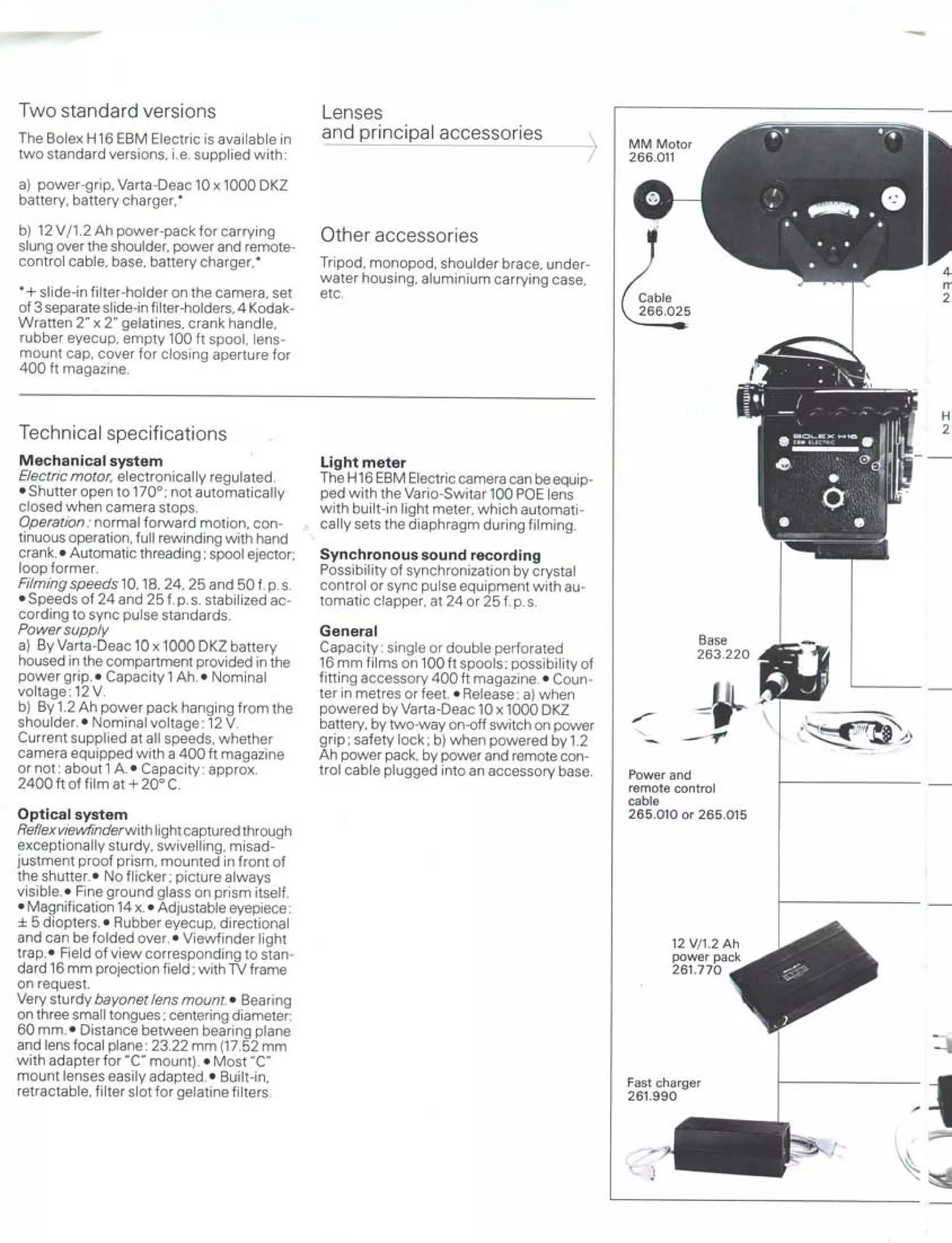 Bolex H16 EBM Electric, Made in Switzerland, No 304884. - Lot 178