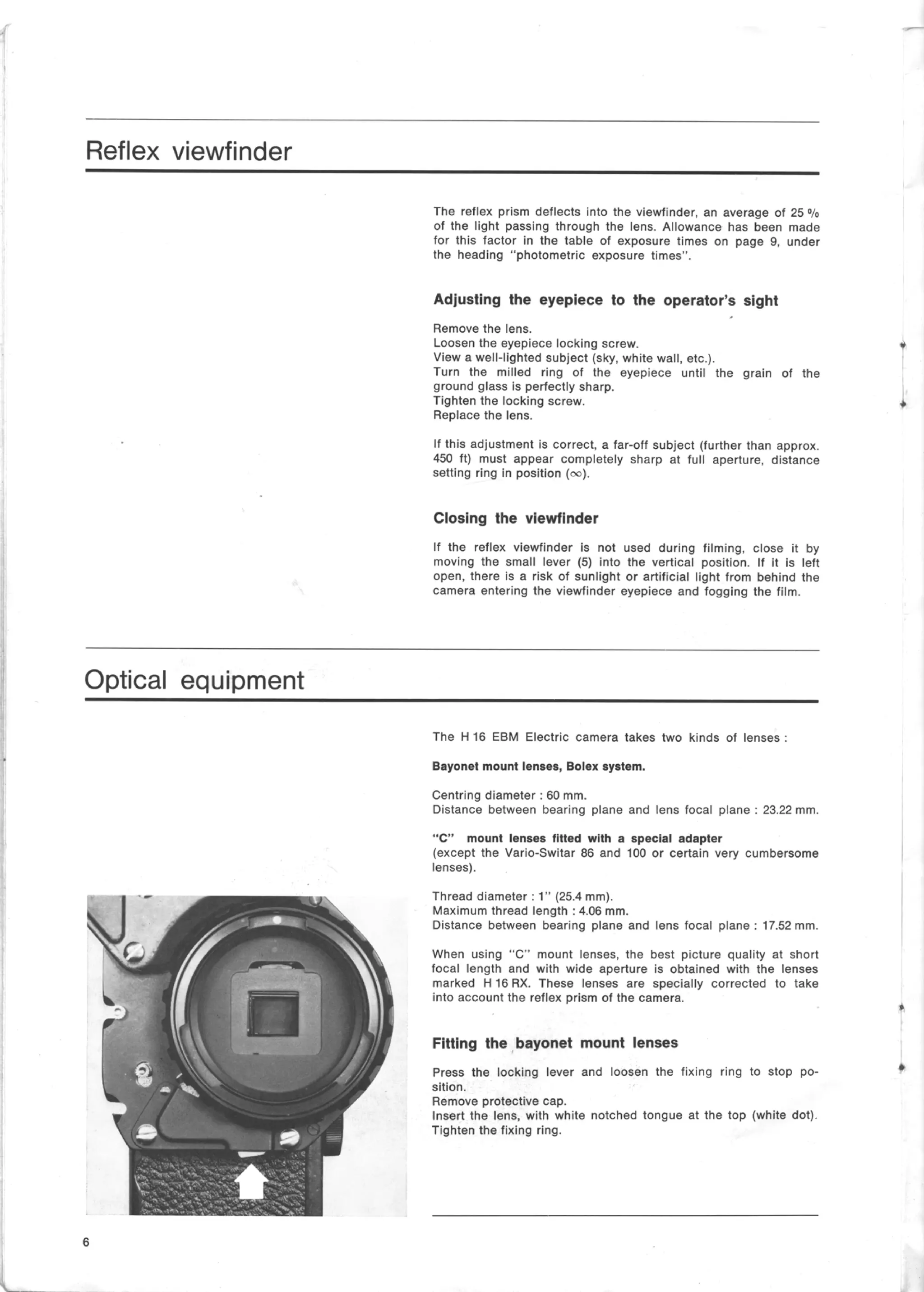 Bolex h16 ebm electric user manual_english