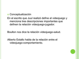 *MARCO TEÓRICO*Hoy en día vivimos en una época donde la tecnología domina, y cumple con una función, desde que salió la venta el Atari “primer videojuego”, las consolas de videojuegos  han estado remodelándose a la par de la tecnología, pero esto impacta en la sociedad juvenil. Antecedentes1947 - Thomas Gold Smith y Estle Ray Mann1952 - Alexander Sandy Douglas1958 - William Nighinbottham1972 - Ralph Baer 