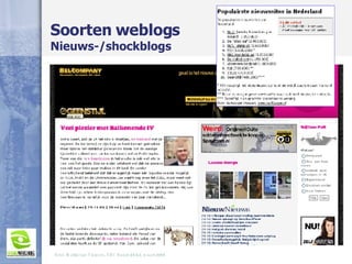 Soorten weblogs Nieuws-/shockblogs Bron: Multiscope Visiscan, NRC Handelsblad, maart 2005 