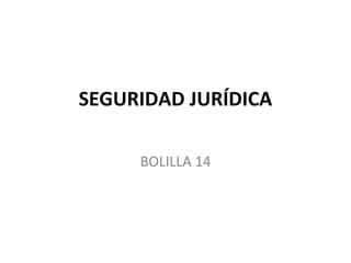 SEGURIDAD JURÍDICA
BOLILLA 14
 
