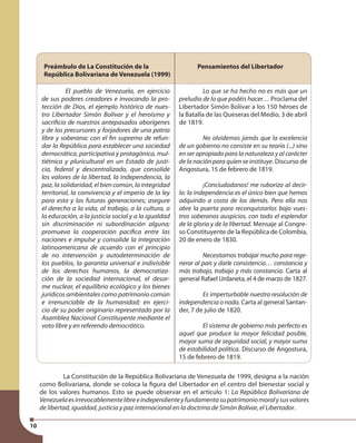 10
Preámbulo de La Constitución de la
República Bolivariana de Venezuela (1999)
Pensamientos del Libertador
El pueblo de V...