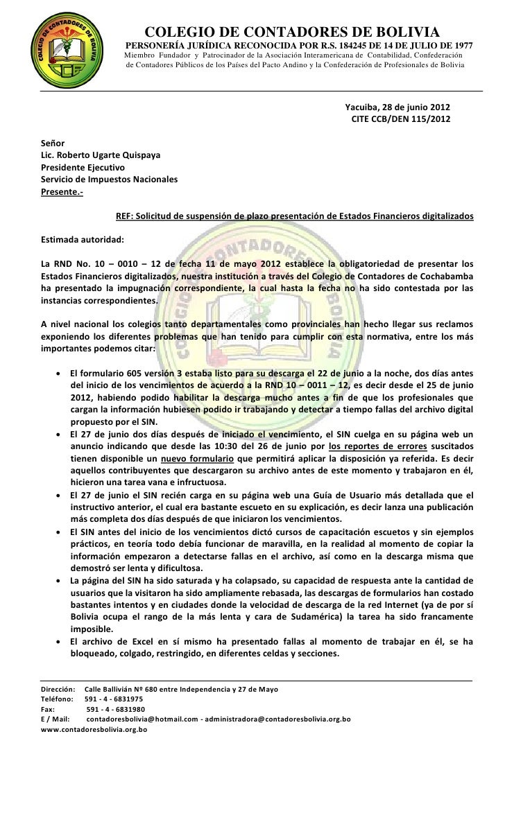Bolivia impuestos, form 605 v3 colegio de contadores_de 