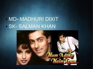 ● MD- MADHURI DIXIT
● SK- SALMAN KHAN
 