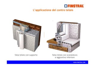 WWW.FINSTRAL.COM
falso telaio con supporto falso telaio con scanalatura
e aggiuntivo inferiore
L’applicazione del contro telaio
 