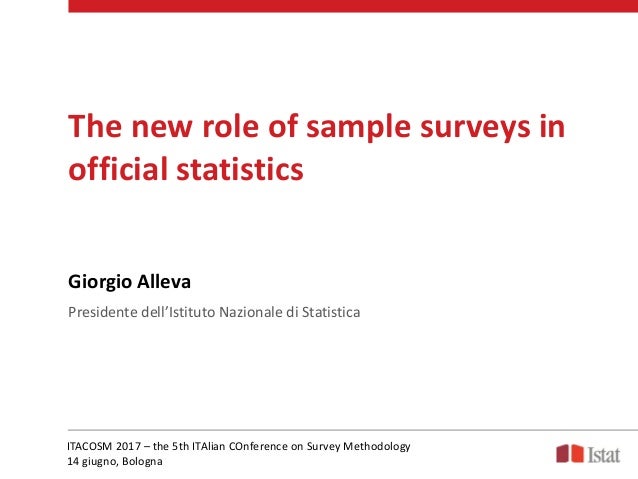 g alleva the new role of sample surveys in official statistics sample surveys