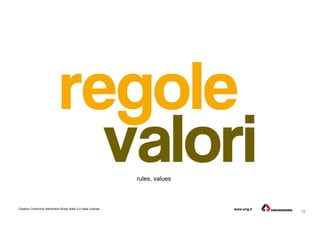 39
Creative Commons Attribution-Share Alike 3.0 Italia License www.eng.it
rules, values
 