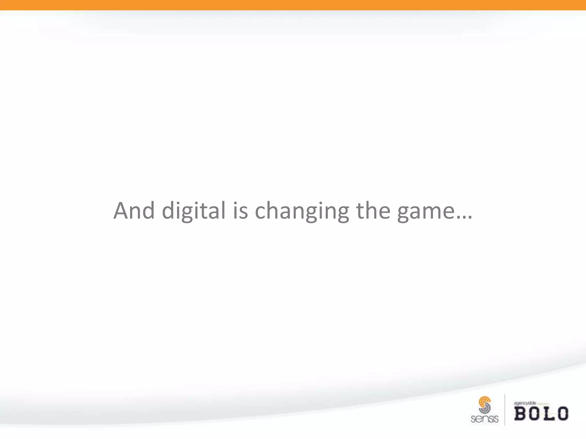 And digital is changing the game…