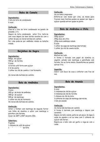 Bolos Sobremesas Gelados