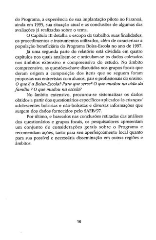 Bolsa Escola: melhoria educacional e redução da pobreza