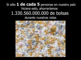 Si sólo  1 de cada 5  personas en nuestro país hiciera esto, ahorraríamos  1.330.560.000.000 de bolsas  durante nuestras vidas 
