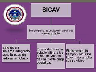 Este programa  es utilizado en la bolsa de valores en Quito 