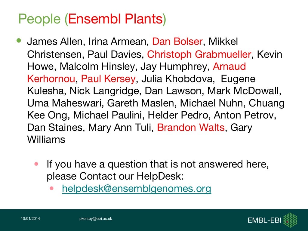Ensembl Plants Visualising, mining and analysing crop