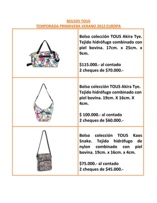 Bolsos tous primavera verano 2012 2013