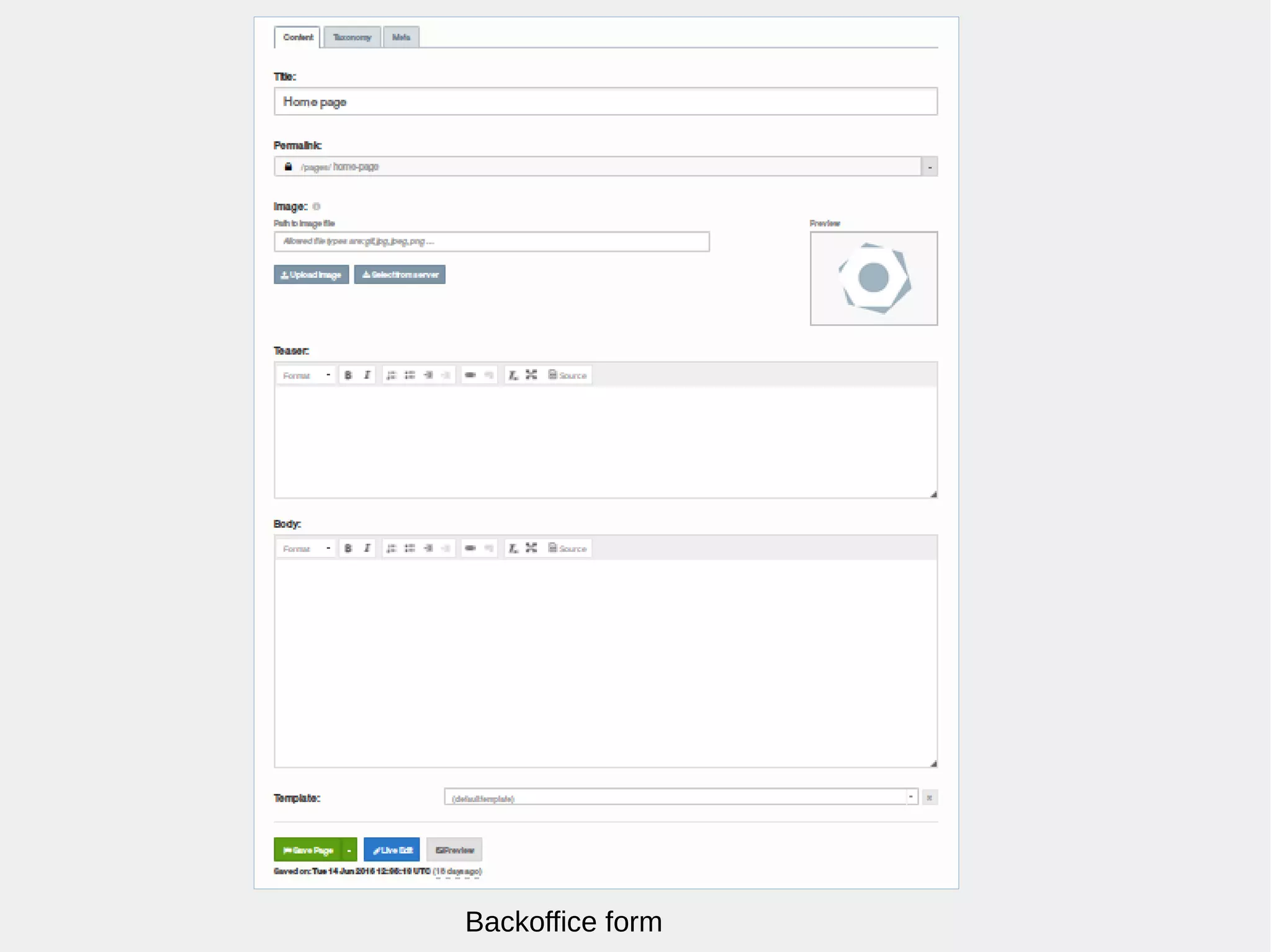 Backoffice form
 
