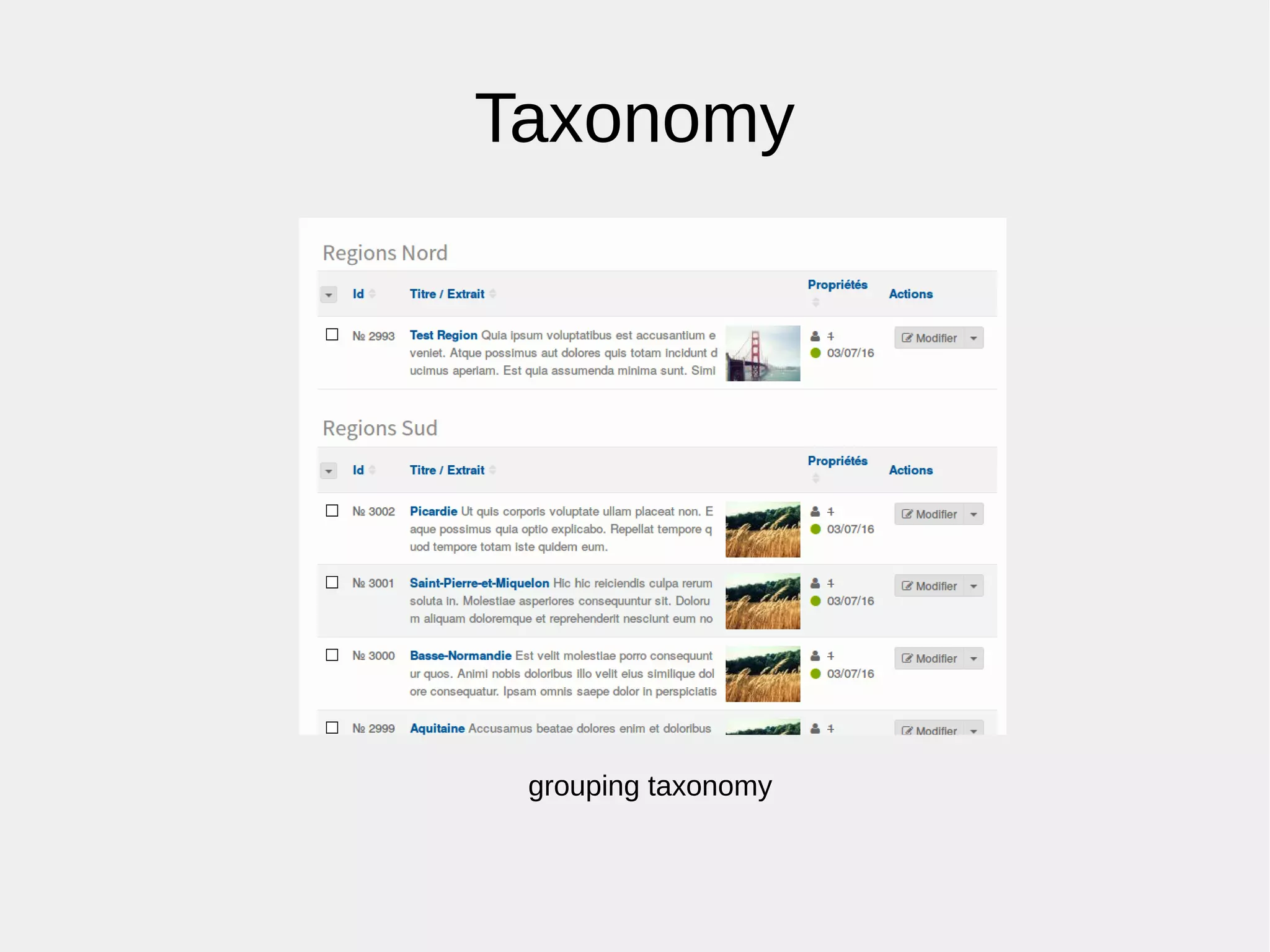 Taxonomy
grouping taxonomy
 