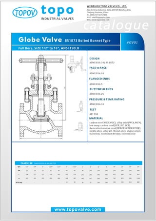 Bolted bonnet globe valve 150 lb topo valve catalogue