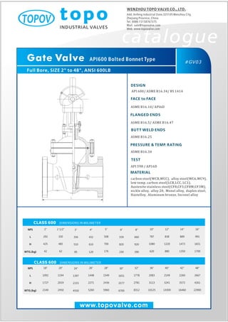 Bolted bonnet wedge gate valve 600 lb topo valve catalogue
