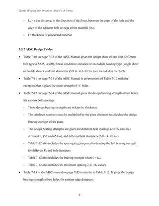Minimum First Holes Distance Aisc Bolted connections | PDF