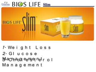 1. We i g h t L o s s
2. G l u c o s e
M n
3.aC haogl eem et net r o l
s
Ma n a g e me n t

 
