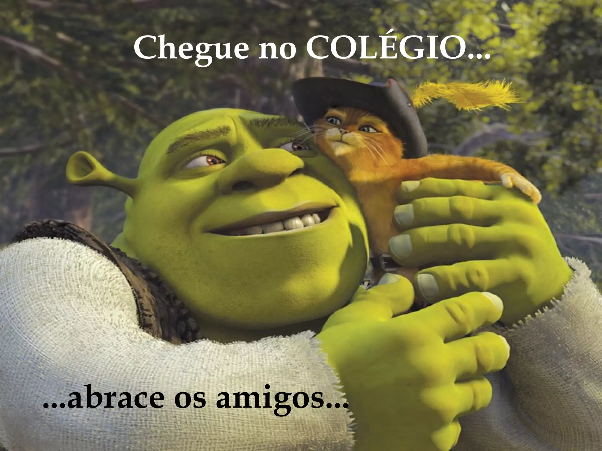 Chegue no COLÉGIO...
...abrace os amigos...