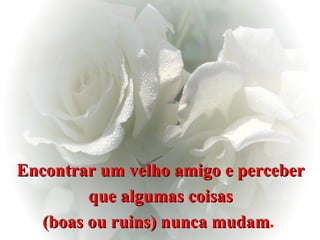 Encontrar um velho amigo e perceber que algumas coisas  (boas ou ruins) nunca mudam .  