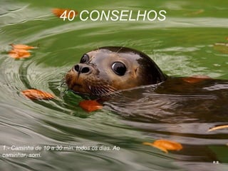 R.B. 40 CONSELHOS    1 .- Caminha de 10 a 30 min. todos os dias. Ao caminhar, sorri. 