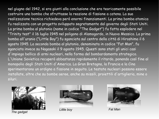 Programma Che Portò Alla Prima Bomba Atomica Bomba atomica | PPT