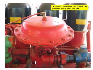 La válvula reguladora de presión del
preventor anular opera con aire.
 