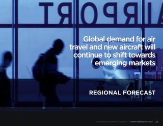REGIONAL FORECAST
BOMBARDIER COMMERCIAL AIRCRAFT | MARKET FORECAST 2014-2033 29
Global demand for air
travel and new aircraft will
continue to shift towards
emerging markets
 