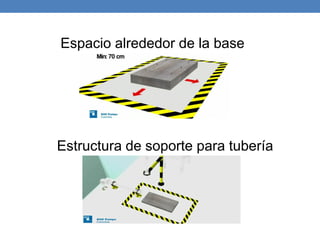 Espacio alrededor de la base
Estructura de soporte para tubería
 