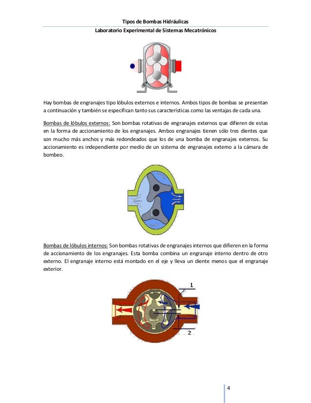 Tipos de bombas hidráulicas y sus aplicaciones