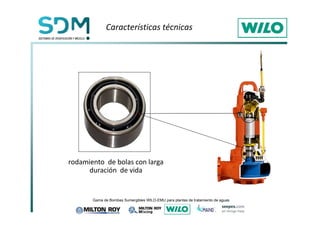Características técnicas 
rodamiento de bolas con larga 
duración de vida 
*DPDGH%RPEDV6XPHUJLEOHV:,/2(08SDUDSODQWDVGHWUDWDPLHQWRGHDJXDV 
 