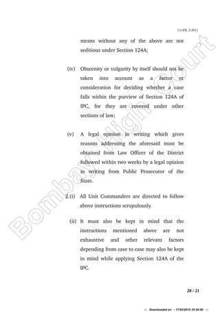 Bombay High Court - Judgement on Aseem Trivedi, Sedition Case | PDF