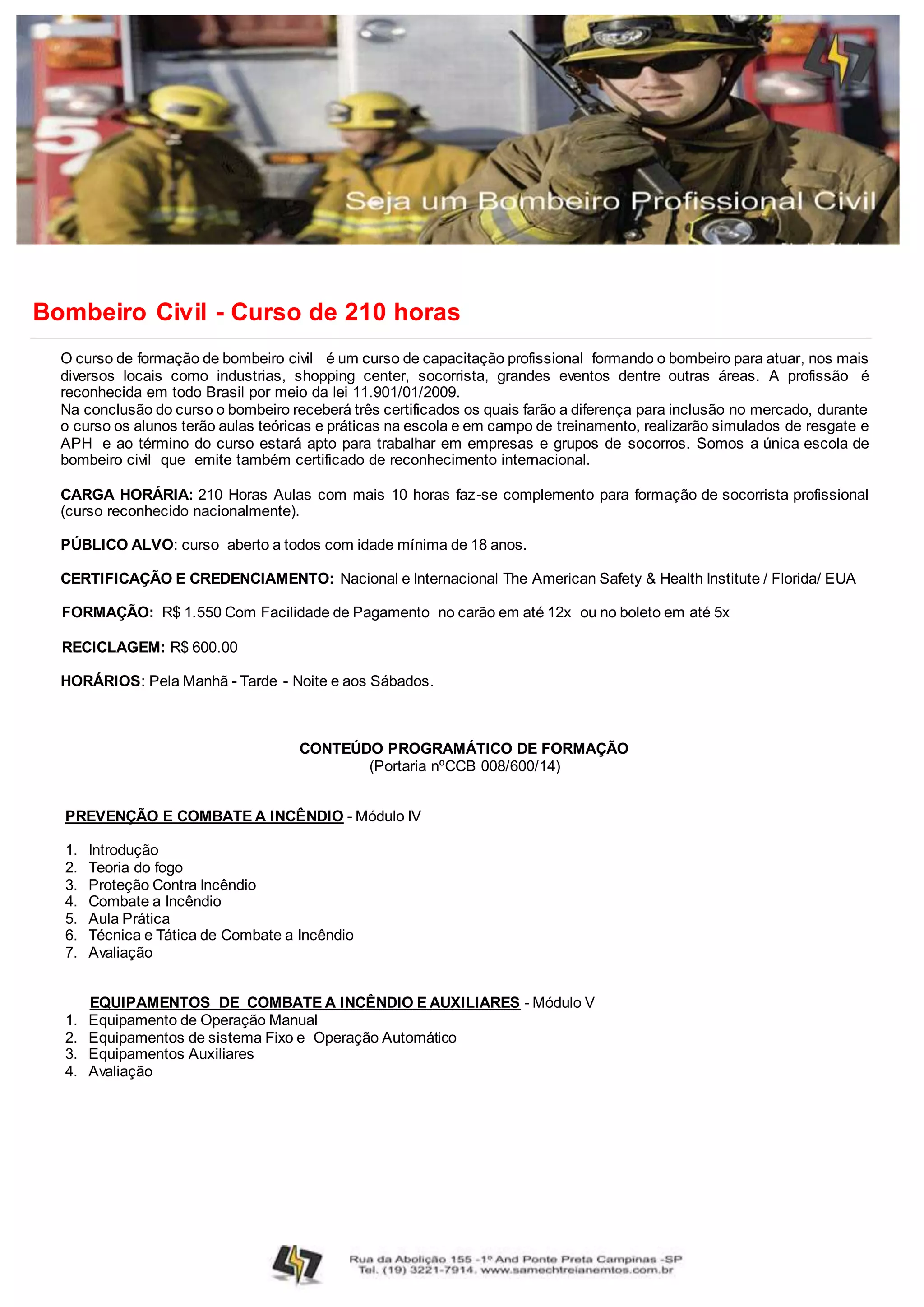 Curso de Bombeiro civil em campínas | DOCX