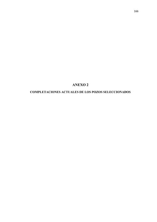 166
ANEXO 2
COMPLETACIONES ACTUALES DE LOS POZOS SELECCIONADOS
 