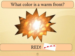 What color is a warm front?



     ?????

          RED!
                              1
 
